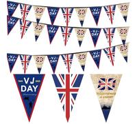 MORAINJAY Bandiera VJ Day 80° anniversario 2025, decorazioni per il giorno VJ, vittoria sul Giappone WW2 1945-2025, bandierine per feste di 80 anni (10 m, 30 bandiere)