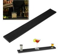 MORAINJAY Bar Service - Tappetino da bar nero, 60 x 10 cm, in silicone, per asciugare, 1 cm, spessore per versamenti, bar, club, cucina, caffetteria, antiscivolo, in gomma