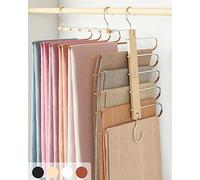 MORALVE Grucce salvaspazio in legno di faggio europeo per sciarpe e jeans, organizer per guardaroba e pantaloni, appendiabiti per leggings e sciarpe, con gancio girevole a 360° (confezione da 1)