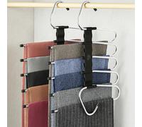 MORALVE Grucce salvaspazio per pantaloni, 2 Pack, Nero, Multistrato, Antiscivolo, Salvaspazio, Multifunzionali, Ideali per Jeans, Pantaloni, Gonne, Sciarpe e Pantaloni