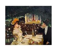 MORANA Quadro Dipinto a Mano - Olio su Tela 60x50 cm - Omaggio a Manet - Scena di Vita Notturna - Caffè Concerto - Uomo Smoking - Donna Fumando - Decorazione Casa Salotto - Made in Italy