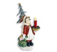 MORANA Statuina Angelo Natalizio con Luce LED - Altezza 24 cm - Decorazione Bambino con Abete e Candela - Oggetto da Collezione e Regalo Originale