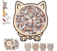 Morandi-colored Cat-shaped Wooden Jigsaw Puzzle,135-piece Colored Cat Shaped Wooden Jigsaw Puzzle,Detailed Cats-Themed Pieces,Creative Gift for Cats Lovers and Puzzle Enthusiasts (B)