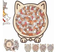 Morandi-colored Cat-shaped Wooden Jigsaw Puzzle,135-piece Colored Cat Shaped Wooden Jigsaw Puzzle,Detailed Cats-Themed Pieces,Creative Gift for Cats Lovers and Puzzle Enthusiasts-C