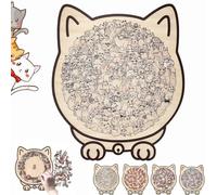Morandi-colored Cat-shaped Wooden Jigsaw Puzzle,135-piece Colored Cat Shaped Wooden Jigsaw Puzzle,Detailed Cats-Themed Pieces,Creative Gift for Cats Lovers and Puzzle Enthusiasts-A