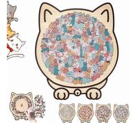 Morandi-colored Cat-shaped Wooden Jigsaw Puzzle,135-piece Colored Cat Shaped Wooden Jigsaw Puzzle,Detailed Cats-Themed Pieces,Creative Gift for Cats Lovers and Puzzle Enthusiasts-D