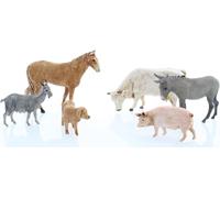 Moranduzzo 6 Animali da Fattoria Assortiti per Presepe da 6 cm - MINI 6 - Scala 1:32 - Statuine Indistruttibili Rifinite a Mano, Scultore M. Landi, Made in Italy