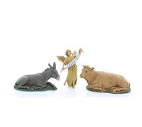 Moranduzzo Bue Asino e Gloria per Presepe da Cm 10 - Altezza Media 3,1 cm - Scala 1:20 - STANDARD 10 - Statuine Indistruttibili, Stile Arabo, Rifinite a Mano, Scultore M. Landi, Made in Italy