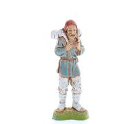 Moranduzzo Buon Pastore con Pecora sulle Spalle per Presepe da Cm 10 Scala 1:20 - Altezza 8,8 cm - Statuina in Resina PVC, Indistruttibile, Stile ‘700, Rifinita a Mano, Scultore M. Landi
