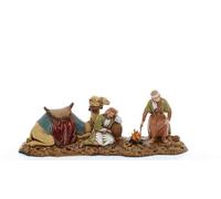 Moranduzzo Cammellieri con Fuoco e Camelli, H Max 8 cm - STANDARD 10 - Scala 1:20 - Statuine Presepe Indistruttibili, Stile Arabo, Scultore M. Landi, Made in Italy
