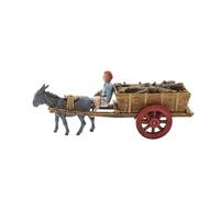 Moranduzzo Carretto con Asino e Legna per Presepe da 6 cm Scala 1:32 - MINI 6 - Statuina Indistruttibile, Stile '700, Rifinita a Mano, Scultore M. Landi, Made in Italy