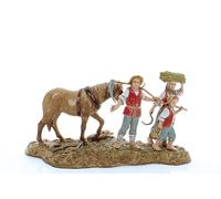 Moranduzzo Contadini con Cavallo per Presepe da Cm 10 Scala 1:20 - Statuine Presepe Indistruttibili - Stile 700', Pittura Rifinita a Mano, Prodotto Ufficiale, Made in Italy, Scultore M. Landi