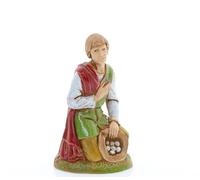 Moranduzzo Contadino con Doni per Presepe da Cm 10 Scala 1:20 - Statuine Presepe Indistruttibili - Stile 700', Pittura Rifinita a Mano, Prodotto Ufficiale, Made in Italy, Scultore M. Landi