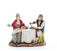 Moranduzzo Coppia al Tavolo - Scala 1:22 per Presepe da 8 cm - STANDARD 8 - Statuine Indistruttibili, Dipinte a Mano, Stile '700, Prodotto Ufficiale, Made in Italy, Scultore M. Landi