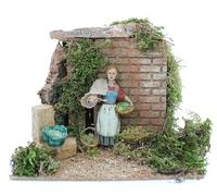 Moranduzzo Donna Che Vende la Frutta 15 X 18 Cm - Movimento per Presepe in Scala 1:20 - Stile 700', Pittura Rifinita a Mano, Prodotto Ufficiale, Made in Italy, Scultore Martino Landi