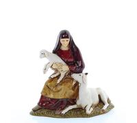 Moranduzzo Donna con Agnello e Capra per Presepe da Cm 10 Scala 1:20 - Statuine Presepe Indistruttibili - Stile 700', Pittura Rifinita a Mano, Prodotto Ufficiale, Made in Italy, Scultore M. Landi