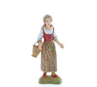 Moranduzzo Donna con Cesto al Braccio per Presepe da Cm 10 Scala 1:20 - Altezza 8,7 cm - Statuina in Resina PVC, Indistruttibile, Stile ‘700, Rifinita a Mano, Scultore M. Landi