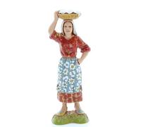 Moranduzzo Donna con Cesto in Testa per Presepe da Cm 10 Scala 1:20 - Altezza 9,7 cm - Statuina in Resina PVC, Indistruttibile, Stile ‘700, Rifinita a Mano, Scultore M. Landi