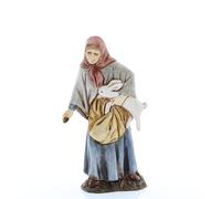 Moranduzzo Donna con Coniglio per Presepe da Cm 10 Scala 1:20 - Statuine Presepe Indistruttibili - Stile 700', Pittura Rifinita a Mano, Prodotto Ufficiale, Made in Italy, Scultore M. Landi