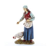 Moranduzzo Donna con Gallina per Presepe da Cm 12 Scala 1:15 -Statuine Presepe Indistruttibili - Stile 700', Pittura Rifinita a Mano, Prodotto Ufficiale, Made in Italy, Scultore M. Landi