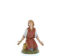 Moranduzzo Donna Inginocchiata a Braccia Aperte per Presepe da Cm 10 Scala 1:20-Statuine Presepe Indistruttibili-Stile 700',Pittura Rifinita a Mano,Prodotto Ufficiale, Made in Italy, Scultore M. Landi