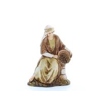 Moranduzzo Donna Seduta su Muretto h 7,7 cm per Presepe da Cm 10 Scala 1:20 - STANDARD 10 - Statuina Indistruttibile, Stile Arabo, Rifinita a Mano, Scultore M. Landi, Made in Italy