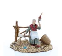Moranduzzo Donna Vecchia a Riposo per Presepe da Cm 10 Scala 1:20 - Statuine Presepe Indistruttibili - Stile 700', Pittura Rifinita a Mano, Prodotto Ufficiale, Made in Italy, Scultore M. Landi