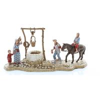 Moranduzzo Famiglia al Pozzo per Presepe da Cm 6 Scala 1:32 - Statuina Indistruttibile, Stile '700, Rifinita a Mano, Scultore M. Landi, Made in Italy