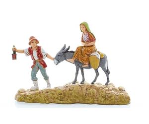 Moranduzzo Famiglia in Fuga con Asino per Presepe da Cm 10 Scala 1:20 - Statuine Presepe Indistruttibili - Stile 700', Pittura Rifinita a Mano, Prodotto Ufficiale, Made in Italy, Scultore M. Landi