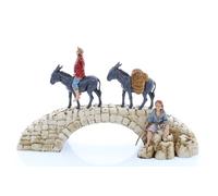 Moranduzzo Famiglia sul Ponte per Presepe da Cm 6 Scala 1:32 - Statuine Presepe Indistruttibili - Stile 700', Pittura Rifinita a Mano, Prodotto Ufficiale, Made in Italy, disigned