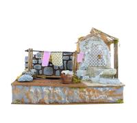 Moranduzzo Fontana Lavatoio con Pompa 33x18x25 cm - Con Ricircolo Acqua e Panni Gocciolanti, in Stile Rustico per Presepe da 10 cm - Made in Italy, Prodotto Ufficiale, Made in Italy