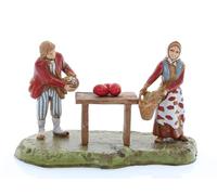 Moranduzzo Fruttivendolo Adatto a Presepe da 6 cm Scala 1:32 - MINI 6 - Statuine Indistruttibili, Stile '700, Rifinite a Mano, Scultore M. Landi, Made in Italy
