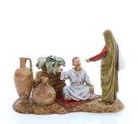 Moranduzzo Gruppo al Mercato per Presepe da 10 cm - STANDARD 10 - Scala 1:20 - Statuine Indistruttibili, Rifinite a Mano, Scultore M. Landi, Made in Italy