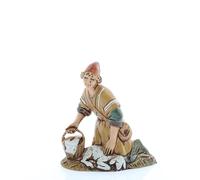 Moranduzzo Inginocchiato con Pecora per Presepe da Cm 10 Scala 1:20 - Statuine Presepe Indistruttibili - Stile Arabo, Pittura Rifinita a Mano, Prodotto Ufficiale, Made in Italy, Scultore M. Landi