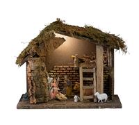 Moranduzzo - Kit Capanna Fai da Te con Illuminazione, Natività Landi 10 cm, Base e Accessori - Prodotto Artigianale Made in Italy