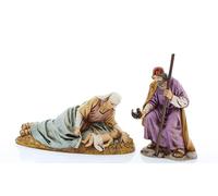 Moranduzzo Natività 3 Soggetti e Maria Sdraiata per Presepe da Cm 13 Scala 1:15-Statuine Presepe Indistruttibili-Stile 700',Pittura Rifinita a Mano,Prodotto Ufficiale, Made in Italy, Scultore M. Landi