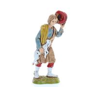 Moranduzzo Pastore con Agnello e Cappello H 8,8 cm per Presepe da 10 cm - Scala 1:20 - STANDARD 10 - Statuina Indistruttibile, Stile '700, Rifinita a Mano, Scultore M. Landi
