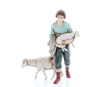 Moranduzzo Pastore con Agnello e Pecora per Presepe da Cm 11 - STANDARD 11 - Scala 1:20 - Statuina Indistruttibile, Dipinta a Mano, Prodotto Ufficiale, Scultore M. Landi