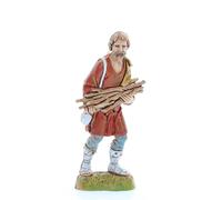Moranduzzo Pastore con Fascine di Legna H 8,9 cm per Presepe da 10 cm - Scala 1:20 - STANDARD 10 - Statuina Indistruttibile, Stile '700, Rifinita a Mano, Scultore M. Landi