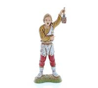 Moranduzzo Pastore con Lanterna per Presepe da Cm 10 Scala 1:20 - Altezza 8,7 cm - Statuina in Resina PVC, Indistruttibile, Stile ‘700, Rifinita a Mano, Scultore M. Landi
