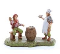 Moranduzzo Pastore con Oste per Presepe da Cm 6 Scala 1:32 - Statuine Presepe Indistruttibili - Stile 700', Pittura Rifinita a Mano, Prodotto Ufficiale, Made in Italy, Scultore M. Landi