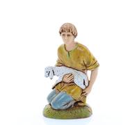 Moranduzzo Inginocchiato con Pecora per Presepe da Cm 10 Scala 1:20 - Statuine Presepe Indistruttibili - Stile 700', Pittura Rifinita a Mano, Prodotto Ufficiale, Made in Italy, Scultore M. Landi
