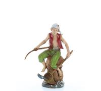 Moranduzzo Pescatore H 8,8 cm per Presepe da Cm 10 Scala 1:20 - LIMITED 9 - Statuina Indistruttibile, Stile '700, Rifinita a Mano, Scultore M. Landi