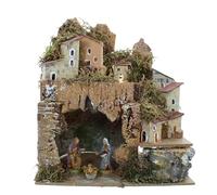 Moranduzzo Presepe con Grotta Illuminata e Natività 3 soggetti 6 cm - Statuine MINI 6-20x14x26 cm - Prodotto Ufficiale, Made in Italy, Scultore M. Landi