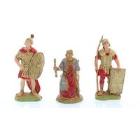 Moranduzzo Re Erode e 2 Soldati Romani per Presepe da Cm 6 Scala 1:32 - Statuine Presepe Indistruttibili - Stile 700', Pittura Rifinita a Mano, Prodotto Ufficiale, Made in Italy, Scultore M. Landi