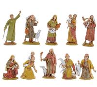 Moranduzzo Set 10 Pastori - Adatto a Presepe da Cm 6,5 Scala 1:30 - MINI 6,5 - Statuine Indistruttibili, Rifinite a Mano, Scultore M. Landi, Made in Italy (Versione 2)