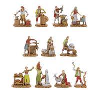 Moranduzzo Set 11 Mestieri Adatto a Presepe da 3,5 cm Scala 1:50 - MICRO 3,5 - Statuine Indistruttibili, Stile '700, Rifinite a Mano, Scultore M. Landi, Made in Italy