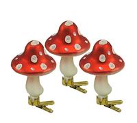 Moranduzzo Set 3 Funghi Pois in Vetro con Clip, Bianco Rosso, 9 cm,