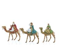 Moranduzzo Set 3 Re Magi su Cammello per Presepe da 8 cm - COMPACT 8 - Scala 1:22 - Statuine Indistruttibili, Pittura a Mano, Scultore M. Landi, Made in Italy