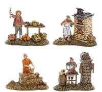 Moranduzzo Set 4 Mestieri Napoletani per Presepe da Cm 10 Scala 1:20 - Statuine Presepe Indistruttibili - Stile 700', Pittura Rifinita a Mano, Prodotto Ufficiale, Made in Italy, Scultore M. Landi